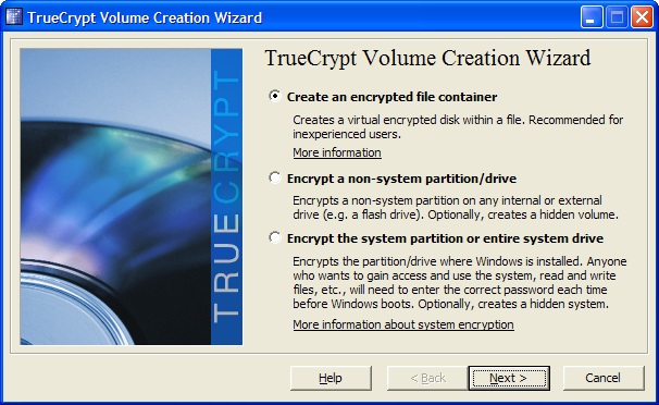 TrueCrypt Volume Creation Wizard
